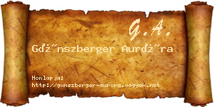 Günszberger Auróra névjegykártya